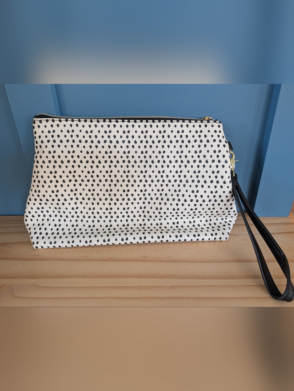 Betsey Johnson Black & White Polka Dot Wristlet Clutch